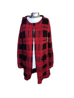 Papa red and black plaid shardigan/shacket/cardigan small